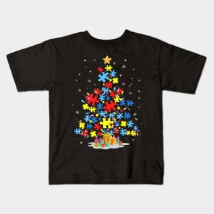 Autism Awareness Christmas Tree Xmas Gift Kids T-Shirt